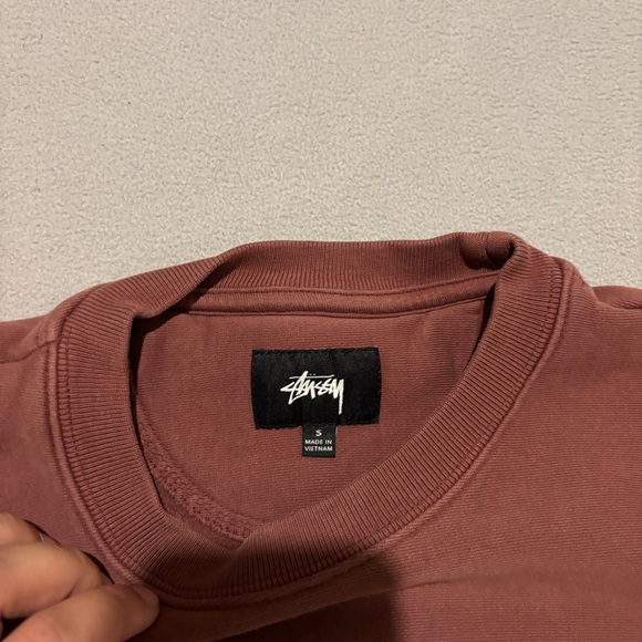 Stussy Crewneck Sweatshirts Size Small Brown Pink Embroidery Logo Casual Fall - Picture 3 of 6